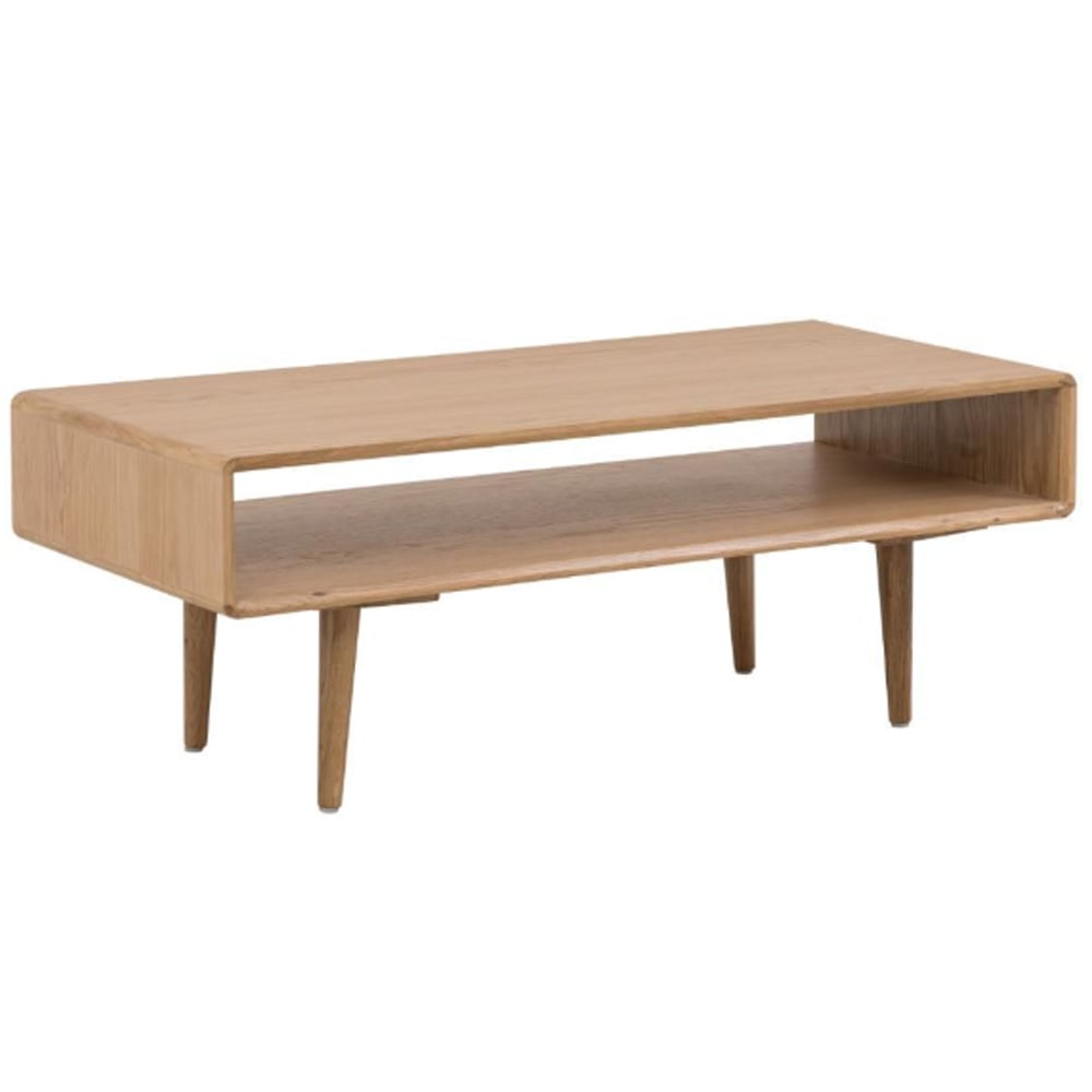 Javion Wooden Coffee Table With Undershelf In Natural Oak
