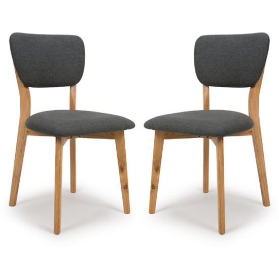 Javion Wooden Dining Chairs With Fabric Seat In Pair