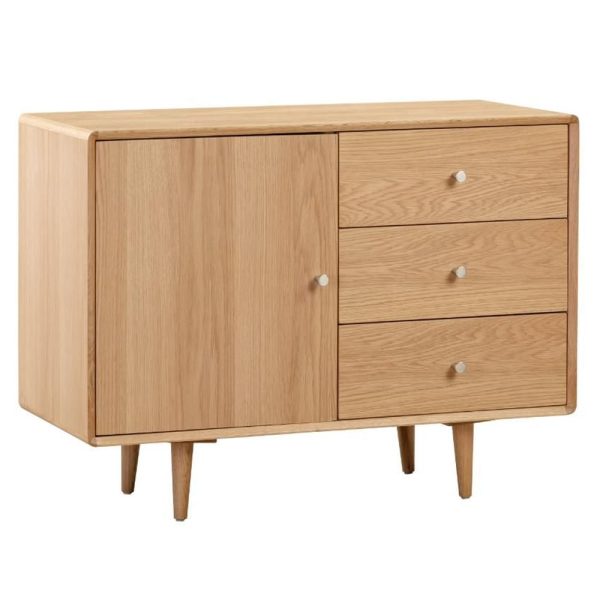 Javion Wooden Sideboard With 1 Door 3 Drawers In Natural Oak | Bed Sava