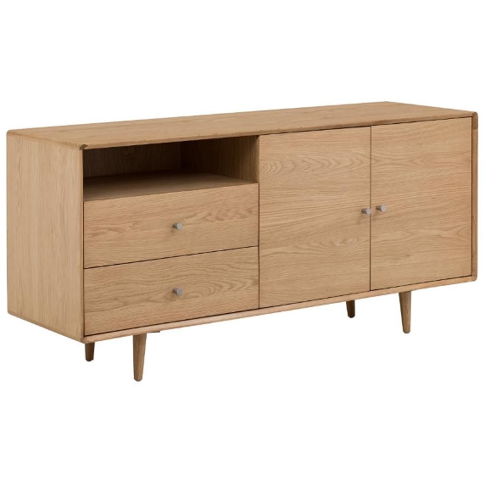 Javion Wooden Sideboard With 2 Doors 2 Drawers In Natural Oak