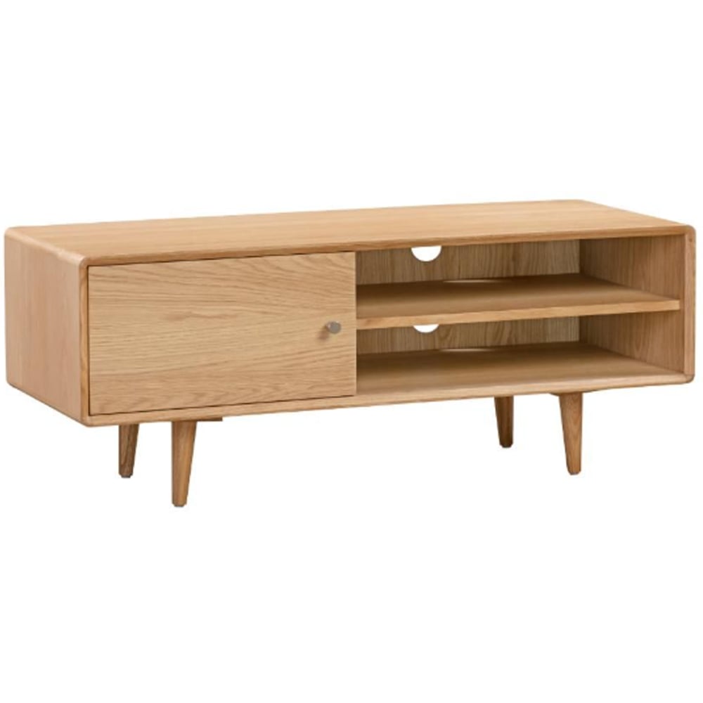 Javion Wooden TV Stand With 1 Door 2 Shelves In Natural Oak