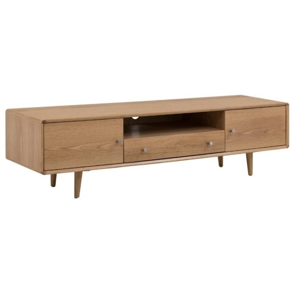 Javion Wooden TV Stand With 2 Doors 1 Drawer In Natural Oak | Bed Sava