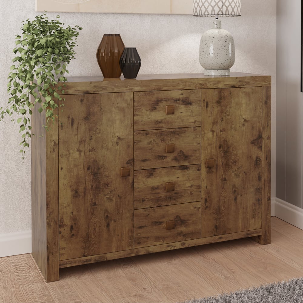 Jawcraig Wooden Sideboard With 2 Doors 4 Drawers In Brown