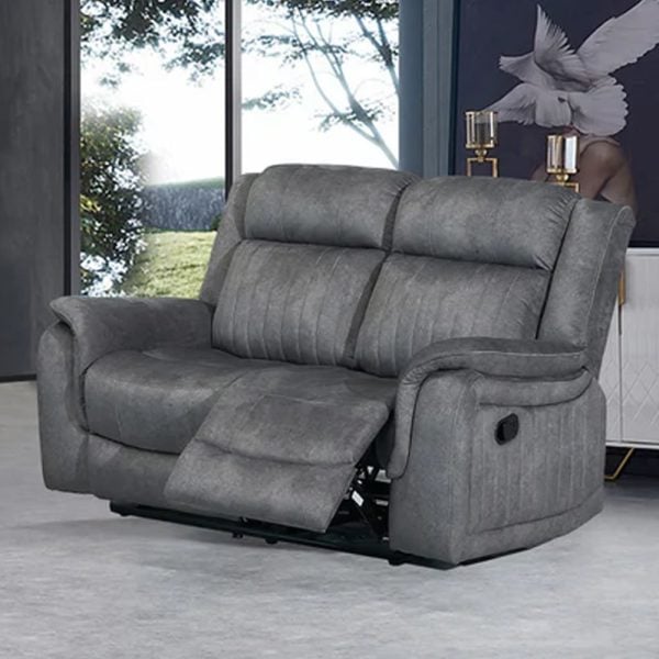 Jeddah Plush Velvet Recliner 2 Seater Sofa In Light Grey | Bed Sava