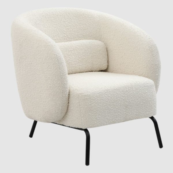 Jerome Fabric Armchair With Black Metal Legs In Cologne Ivory | Bed Sava