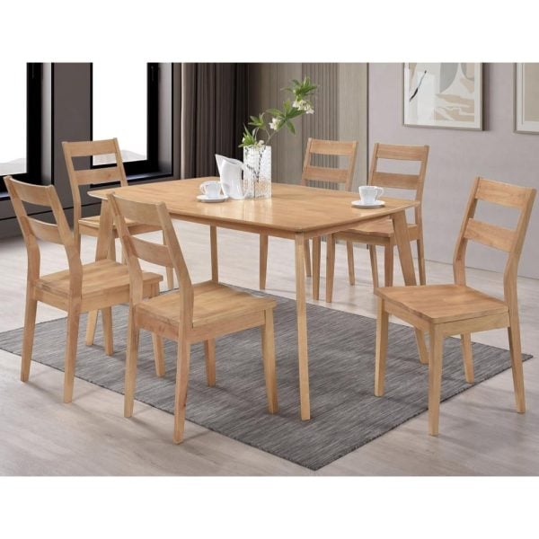 Jerome Large Wooden Dining Table With 6 Chairs In Oak | Bed Sava
