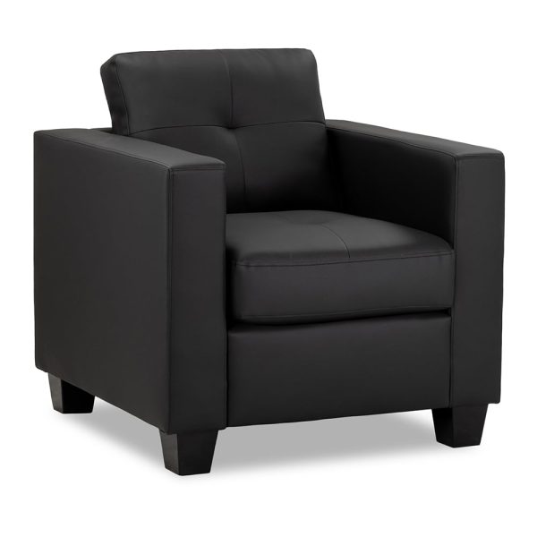 Jerome Faux Leather 1 Seater Sofa In Black | Bed Sava
