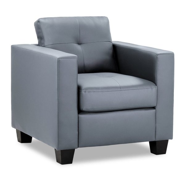Jerome Faux Leather 1 Seater Sofa In Grey | Bed Sava