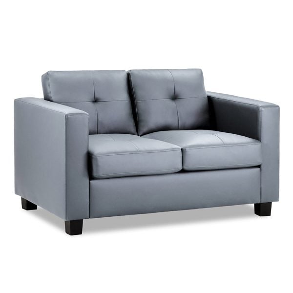 Jerome Faux Leather 2 Seater Sofa In Grey | Bed Sava
