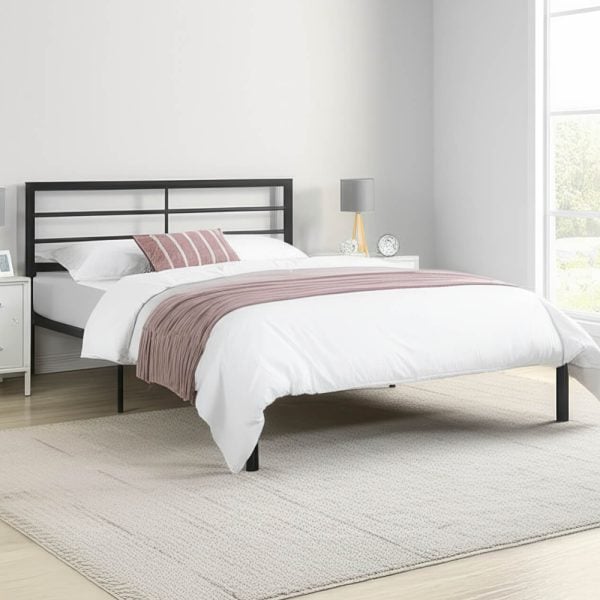 Jerome Metal Double Bed In Black | Bed Sava