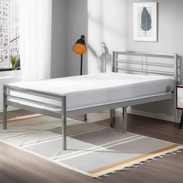 Jerome Metal Single Bed In Silver | Bed Sava