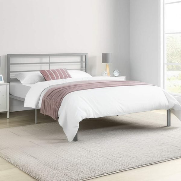 Jerome Metal Small Double Bed In Silver | Bed Sava