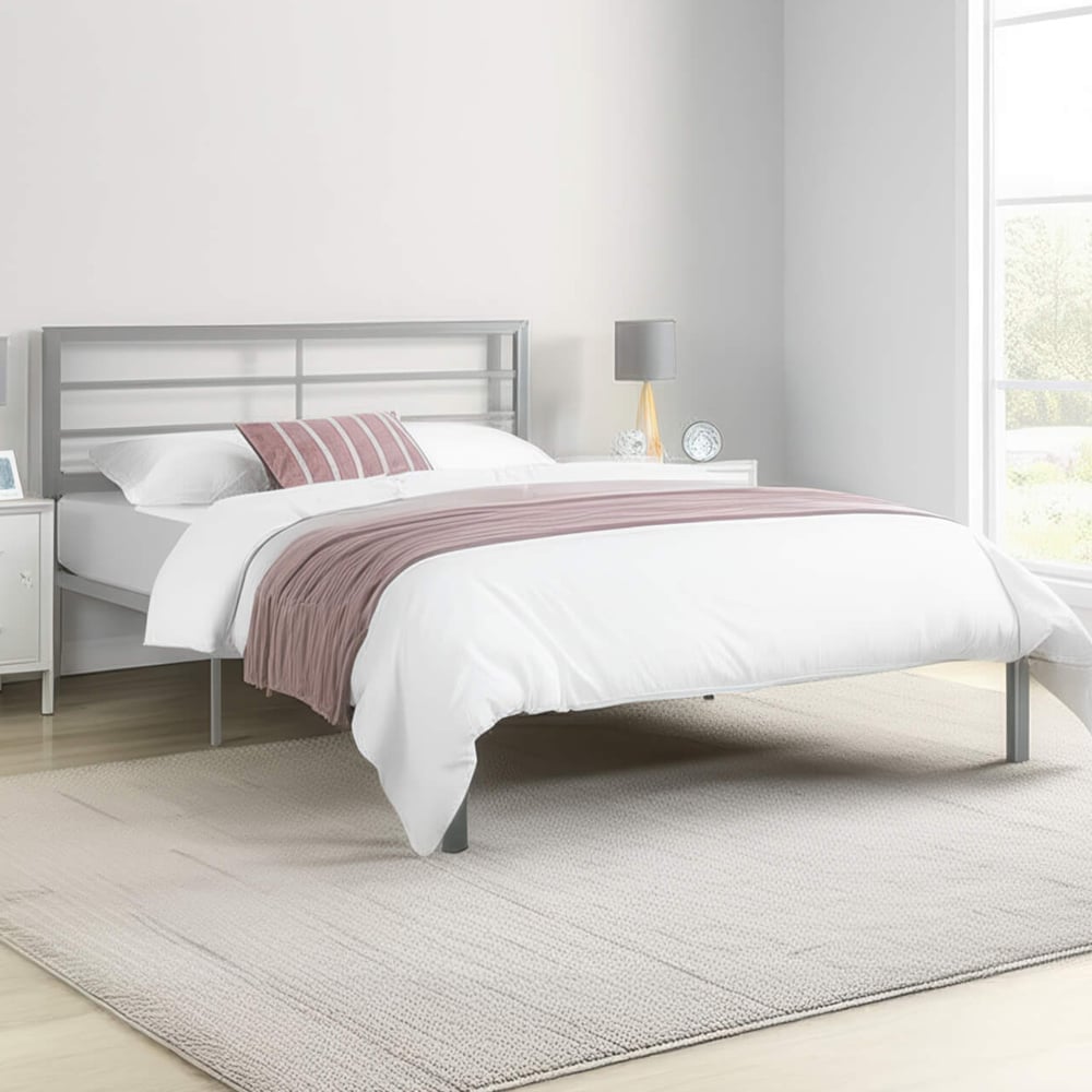 Jerome Metal Small Double Bed In Silver