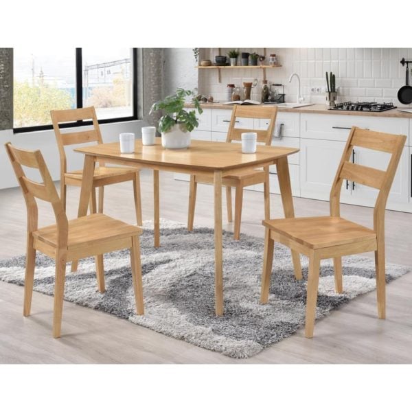 Jerome Small Wooden Dining Table With 4 Chairs In Oak | Bed Sava