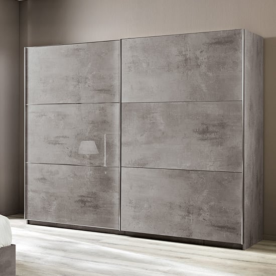 Jessica Extra Large Wooden Wardrobe In Grey Marble