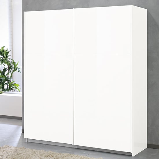 Jessica Small Gloss Sliding Door Wardrobe In White