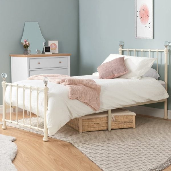 Jessika Metal Single Bed In Cream | Bed Sava