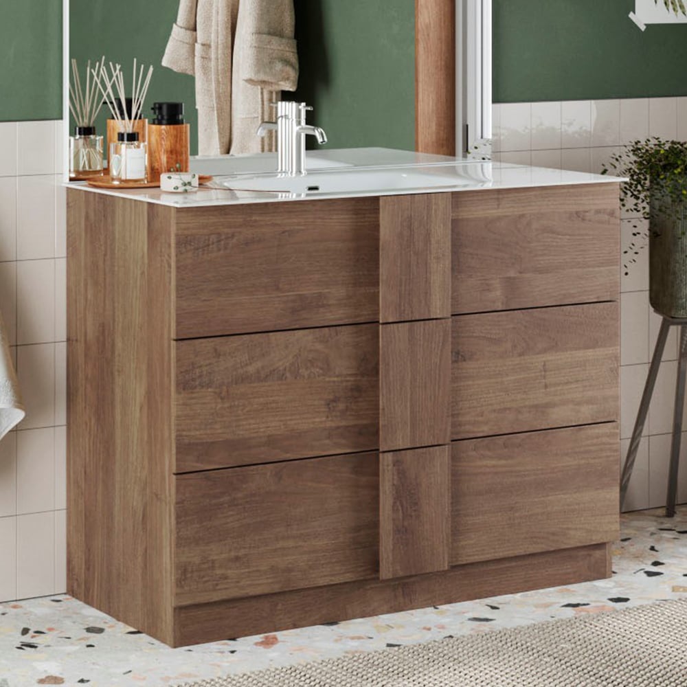 Jining 80cm Wooden Floor Standing Vanity Unit In Mercure