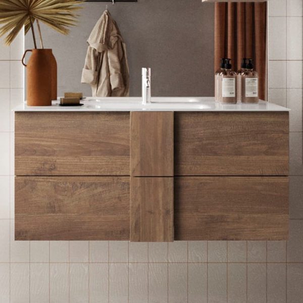 Jining 100cm Wooden Wall Hung Vanity Unit In Mercure | Bed Sava