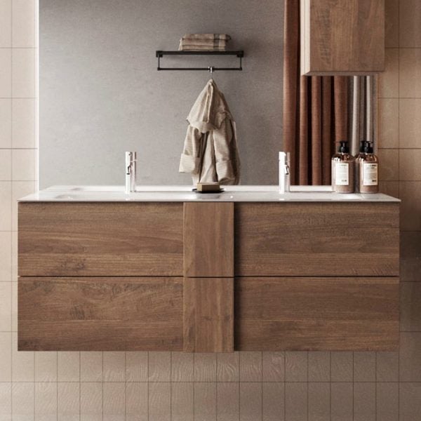 Jining 120cm Wooden Wall Hung Vanity Unit In Mercure | Bed Sava
