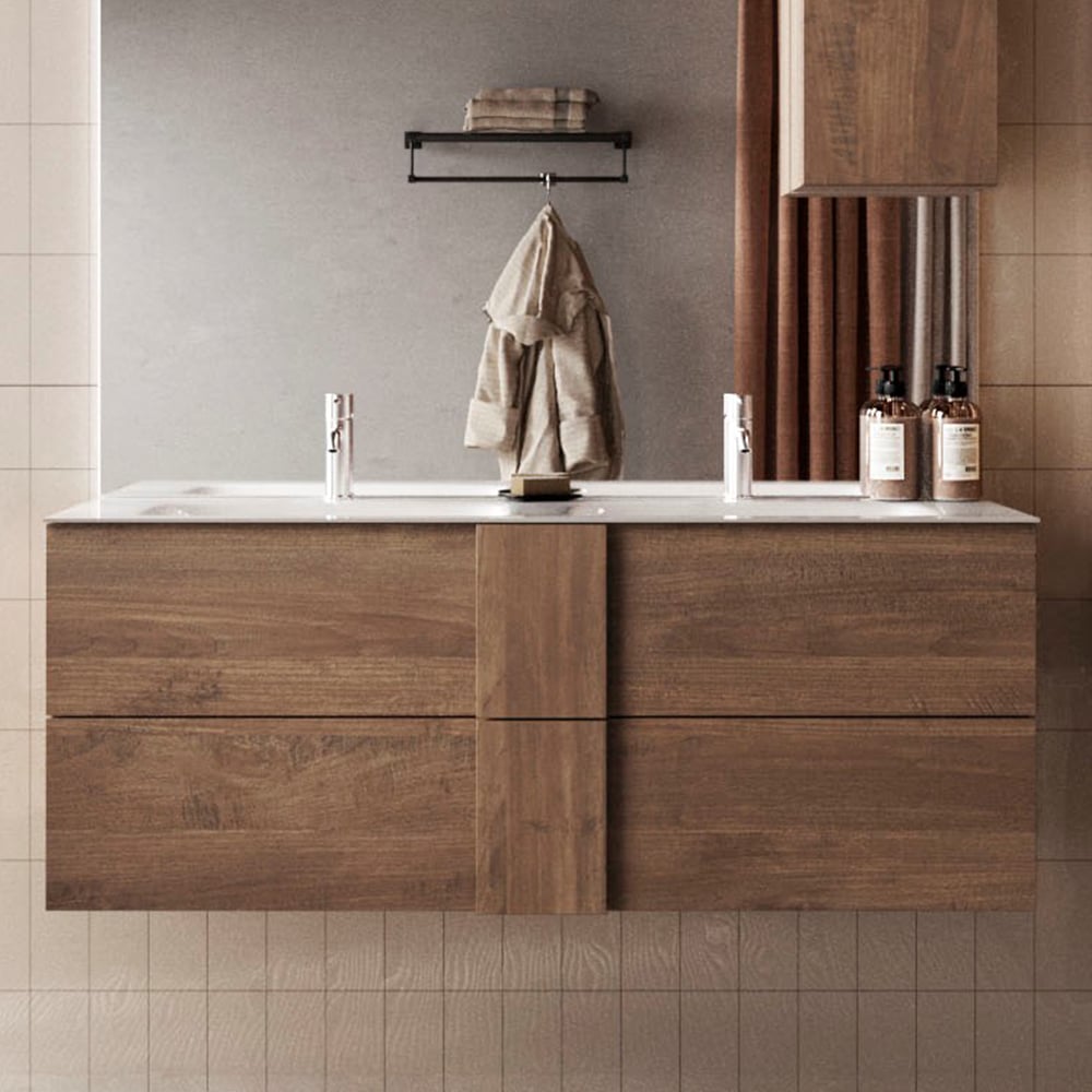 Jining 120cm Wooden Wall Hung Vanity Unit In Mercure