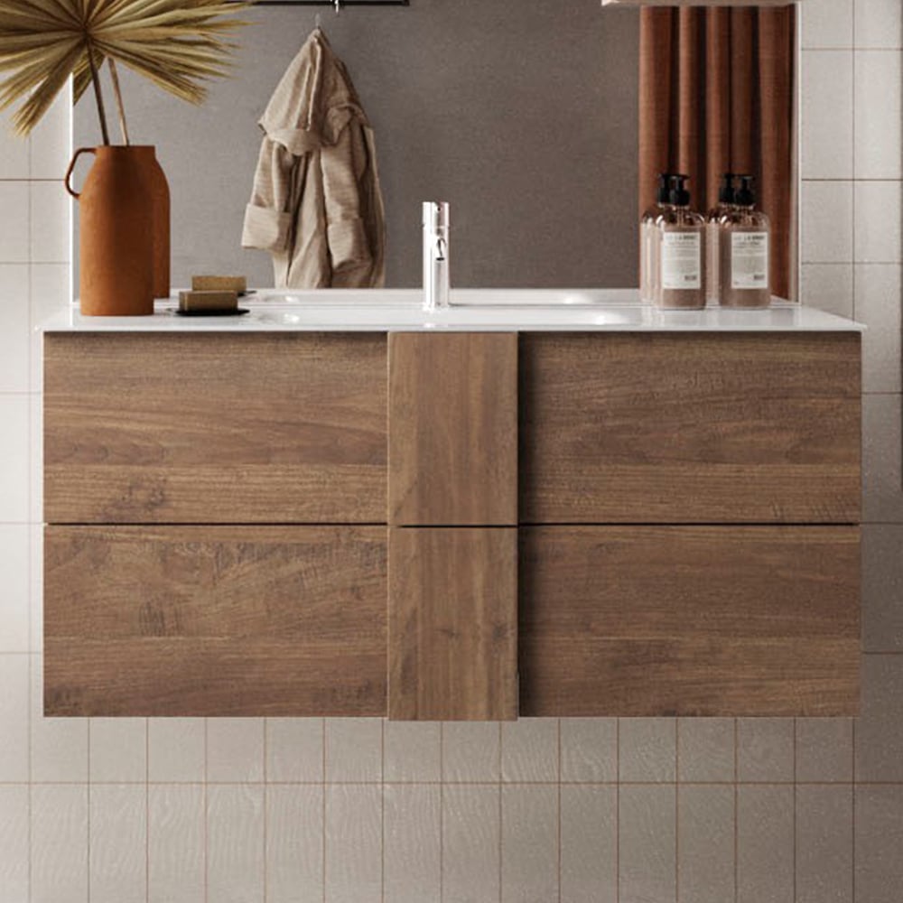 Jining 80cm Wooden Wall Hung Vanity Unit In Mercure
