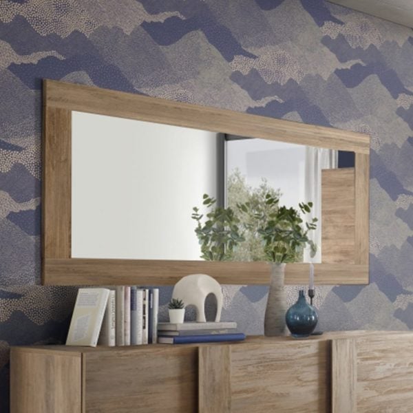 Jining Bedroom Wall Mirror In Mercure Wooden Frame | Bed Sava