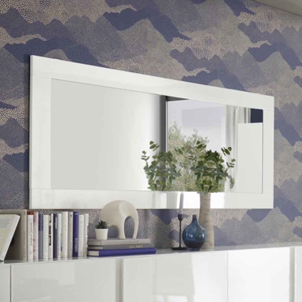 Jining Bedroom Wall Mirror In White High Gloss Frame