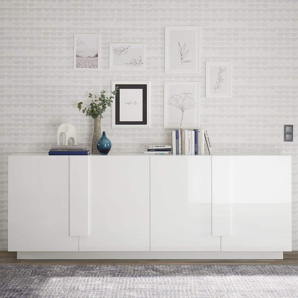 Jining High Gloss Sideboard With 4 Doors In White