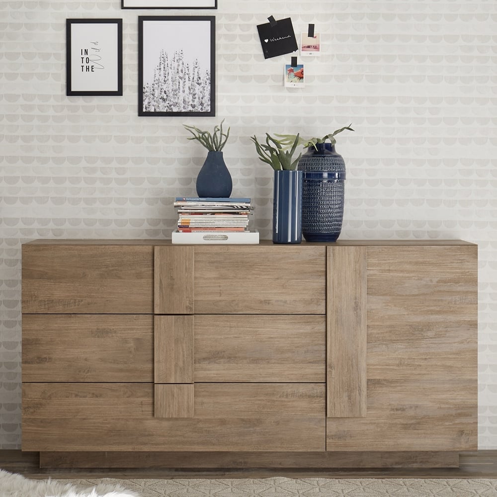 Jining Wooden Sideboard With 1 Door 3 Drawers In Mercure