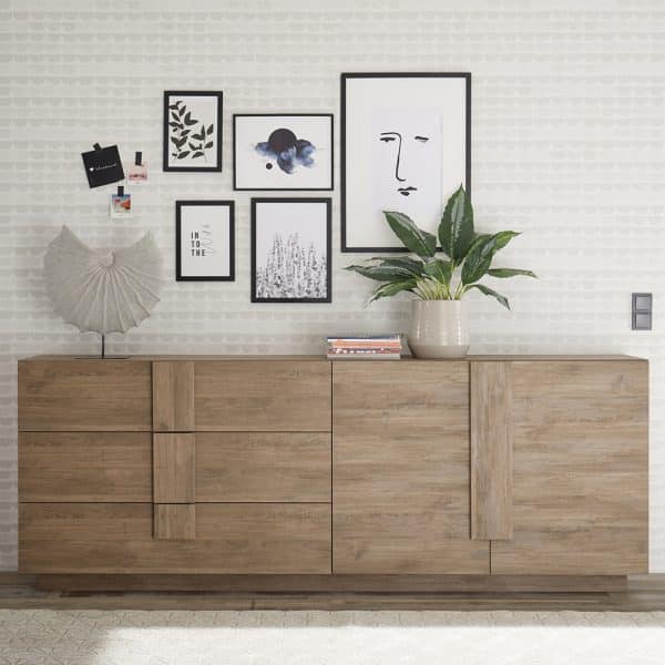 Jining Wooden Sideboard With 2 Doors 3 Drawers In Mercure | Bed Sava