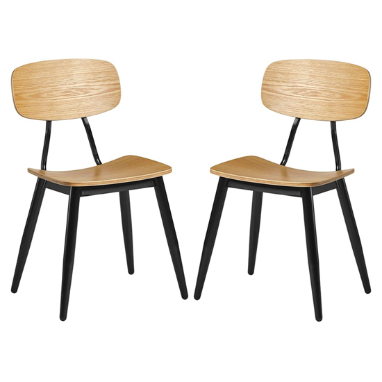 Jona Ply Oak Wooden Dining Chairs In Pair
