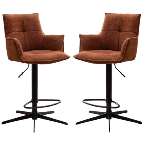 Joplin Tan Fabric Bar Chairs With Metal Base In Pair | Bed Sava