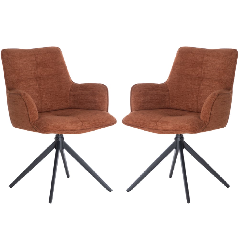Joplin Tan Fabric Dining Chairs With Metal Base In Pair