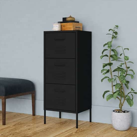 Jordan Steel Storage Cabinet With 3 Drawers In Black
