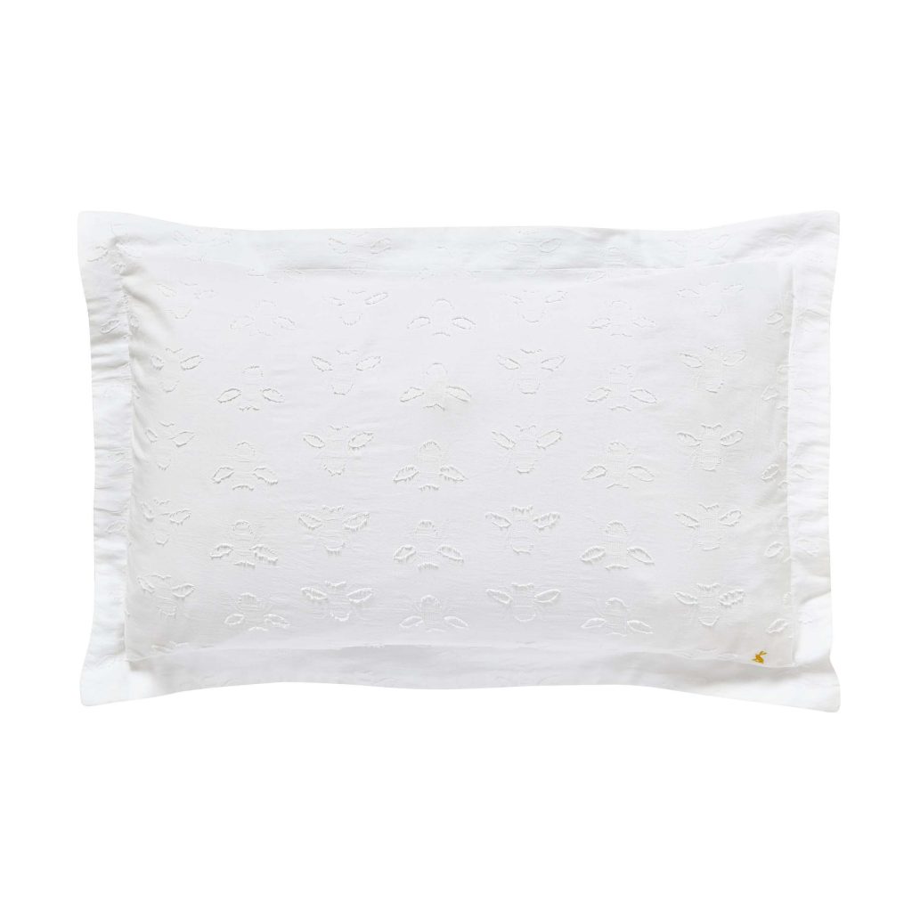 Joules Botanical Bee Oxford Pillowcase, Chalk
