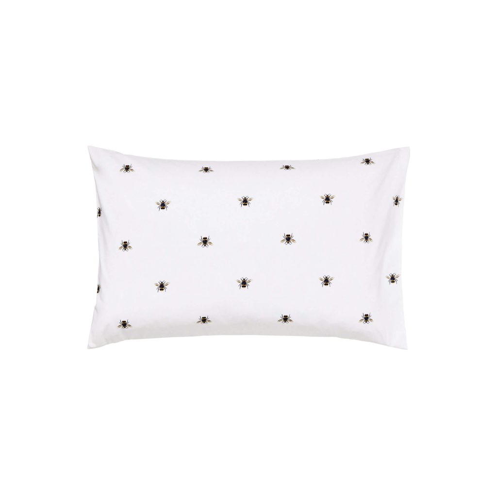 Joules Botanical Bee Standard Pillowcase, Blue