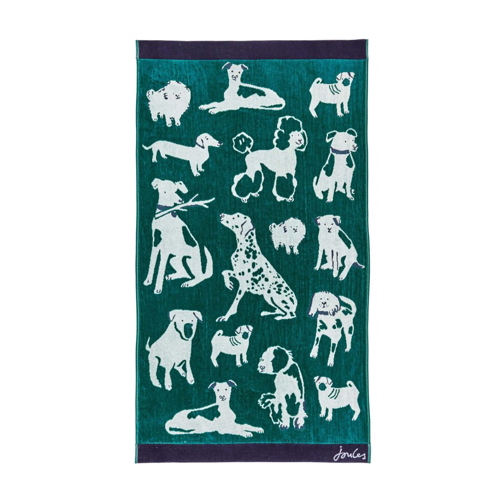 Joules Dogs of Welland Bath Towel, Green