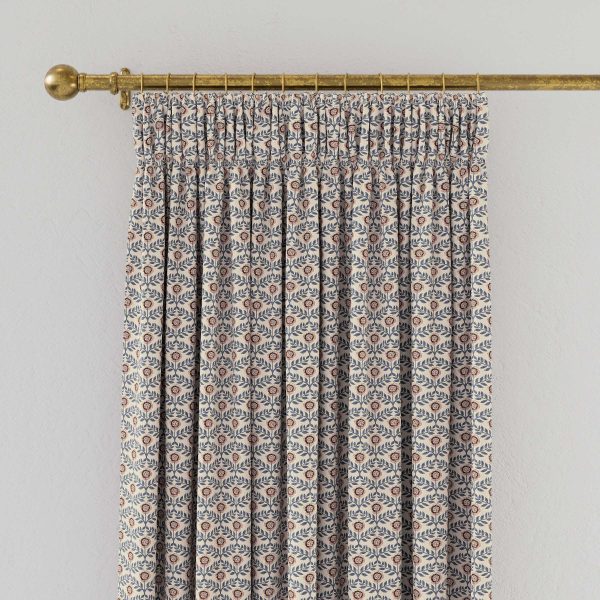 Joules Floral Foulard Lined Curtains 90 x 54 BlueCreme | Bed Sava
