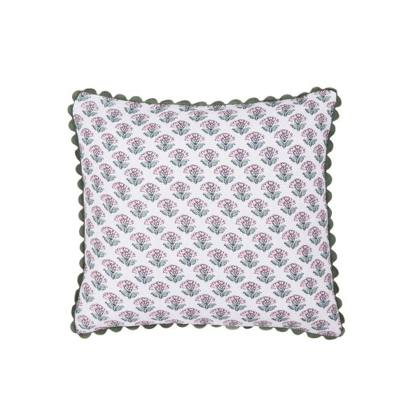 Joules Indienne Blockprint Cushion 45cm x 45cm Khaki | Bed Sava