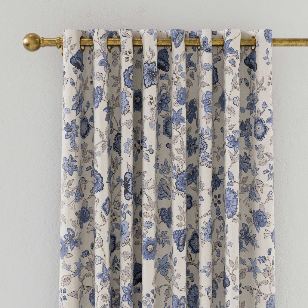 Joules Indienne Floral Lined Curtains 90" x 90", Blue