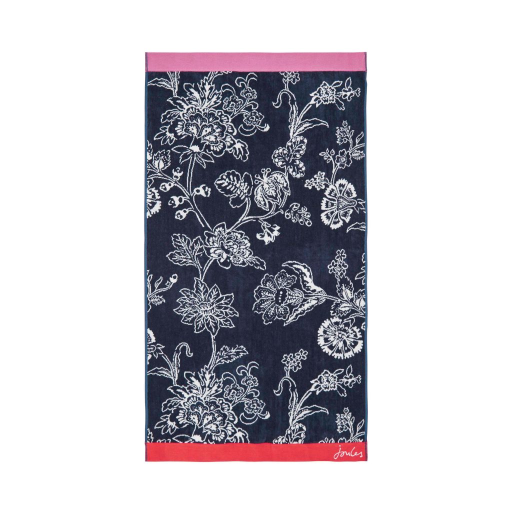 Joules Indienne Floral Bath Towel, Navy