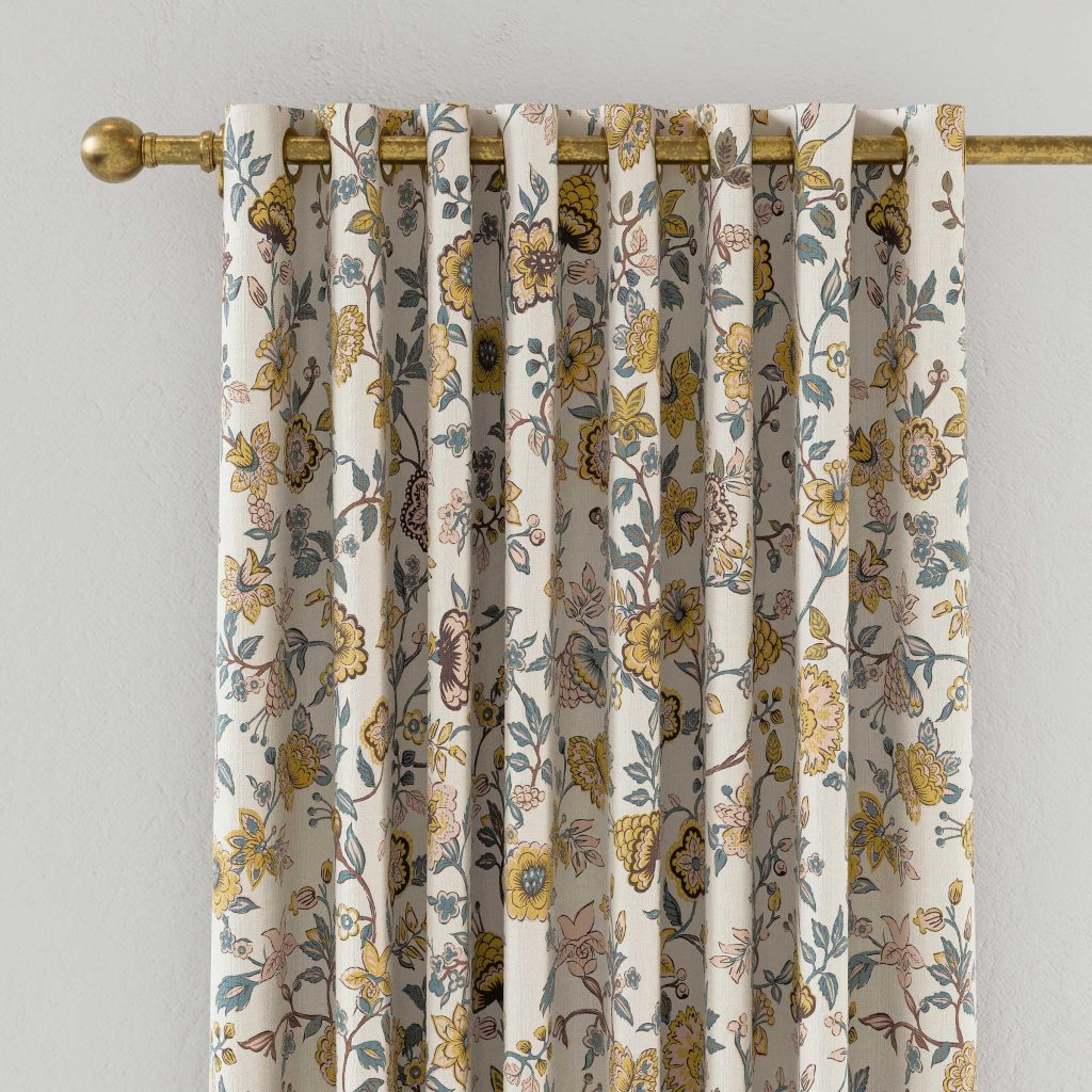 Joules Indienne Floral Lined Curtains 90" x 72", Teal