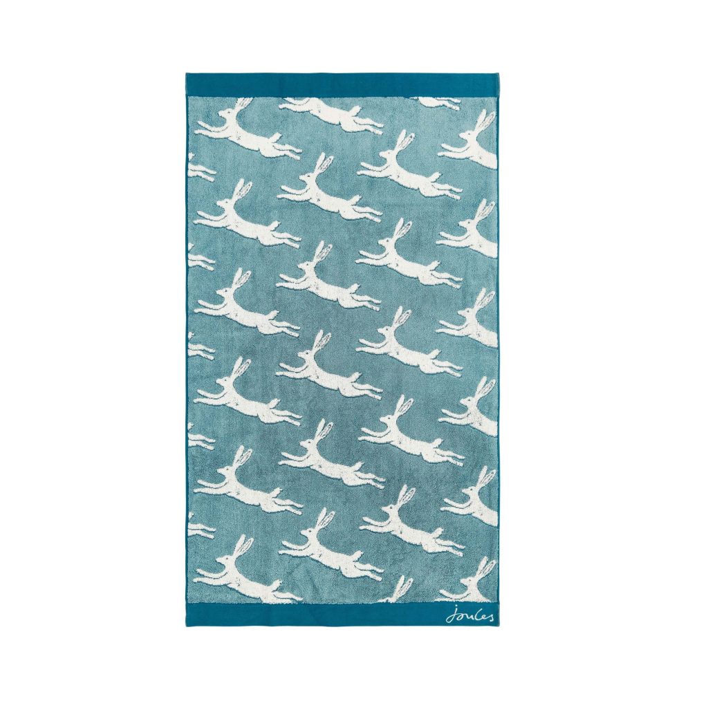 Joules Jumping Hare Bath Sheet, Teal