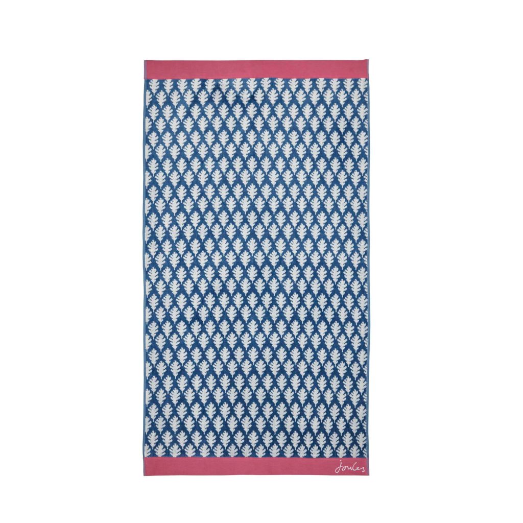 Joules Oak Leaf Bath Towel, Blue