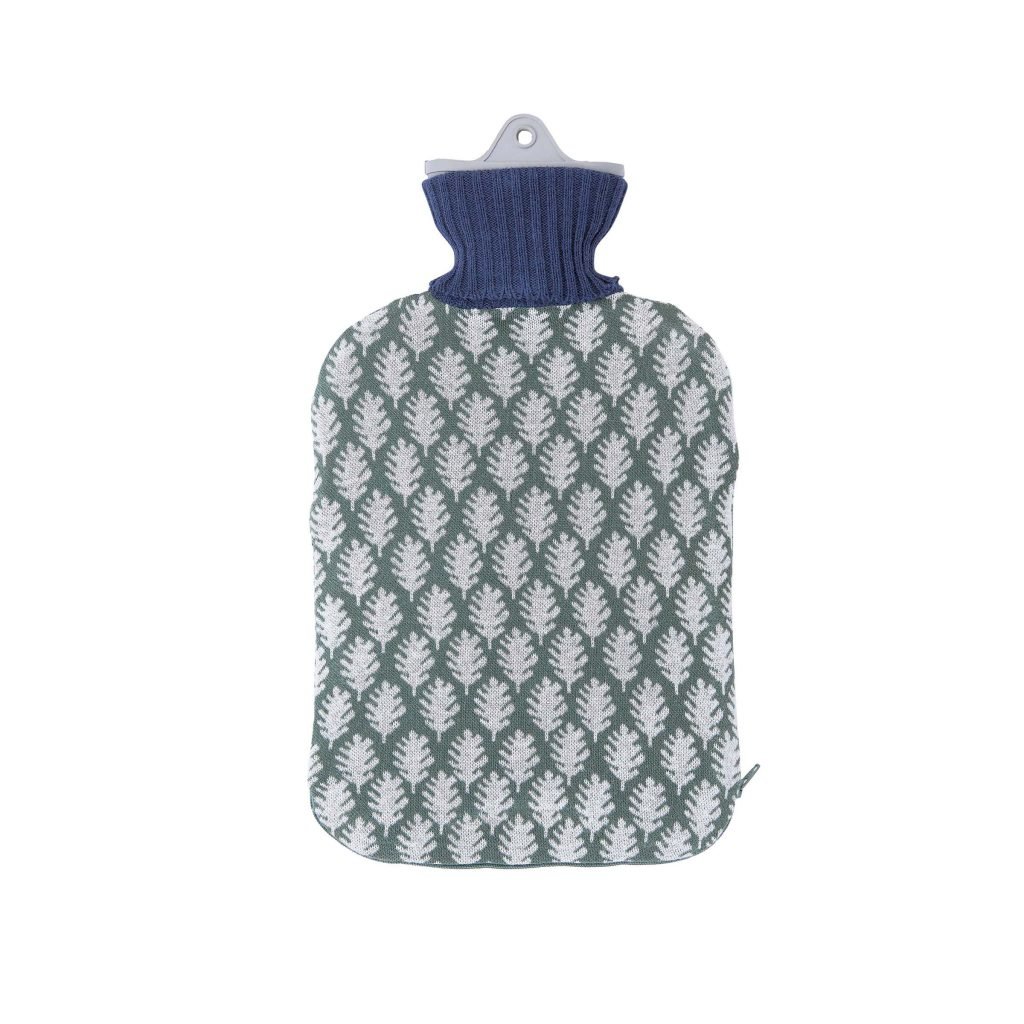 Joules Oak Leaf Hot Water Bottle, Green