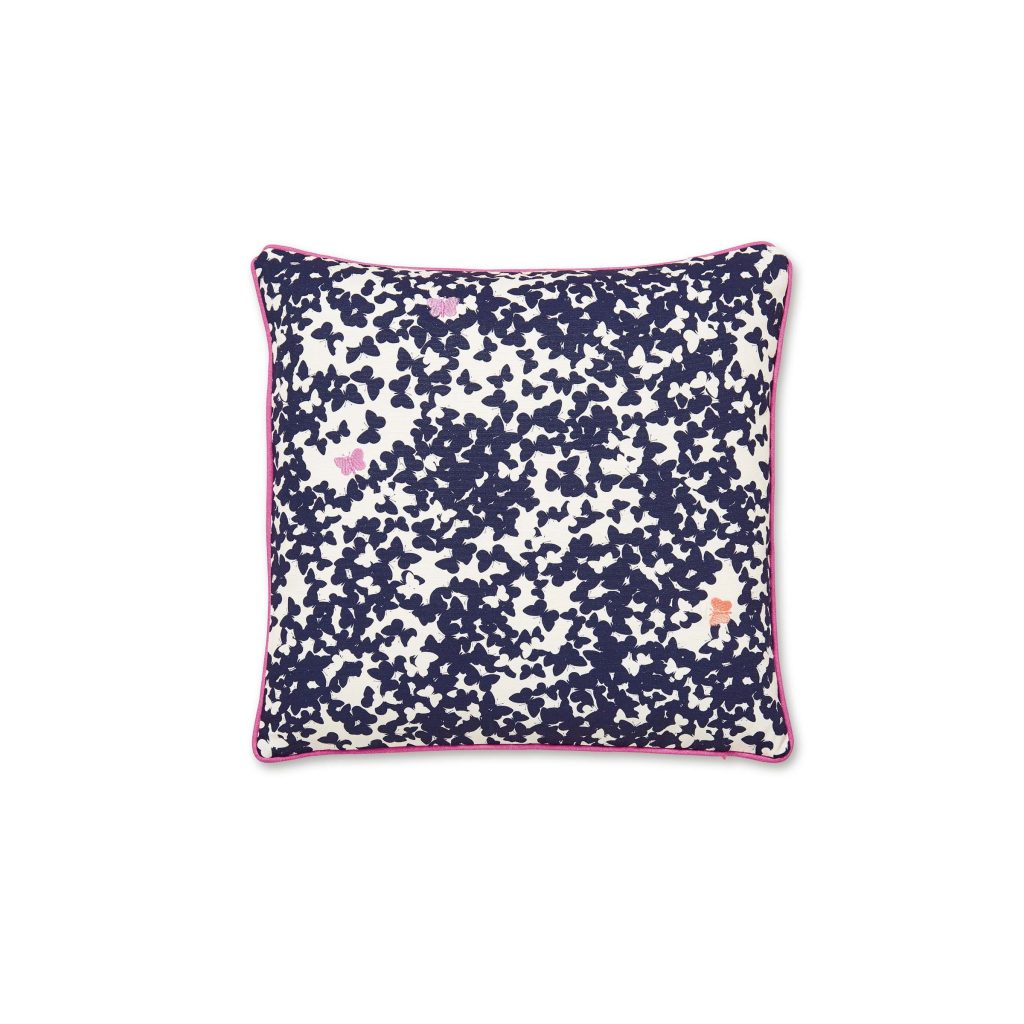 Joules Painted Poppy Cushion 40cm x 40cm, Navy