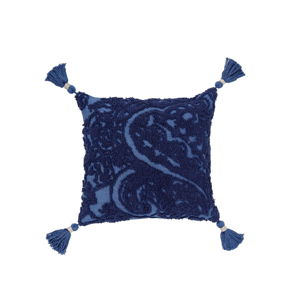 Joules Paisley Needle Point Cushion 45cm x 45cm, Royal Blue