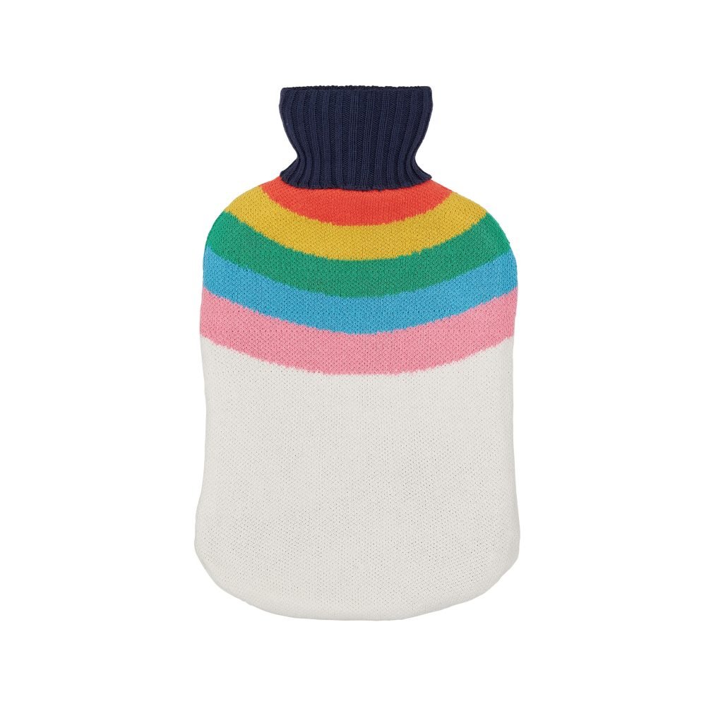 Joules Rainbow Stripe Hot Water Bottle & Cover, Multi