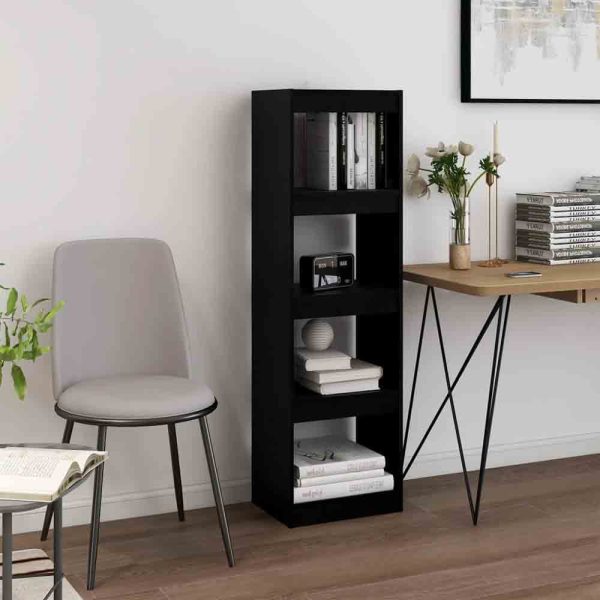 Jupiter Wooden Bookcase With 4 Compartments In Black | Bed Sava